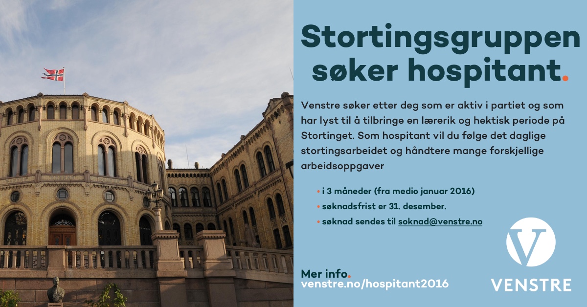 Venstres Stortingsgruppe Søker Hospitant Organisasjon Venstre 