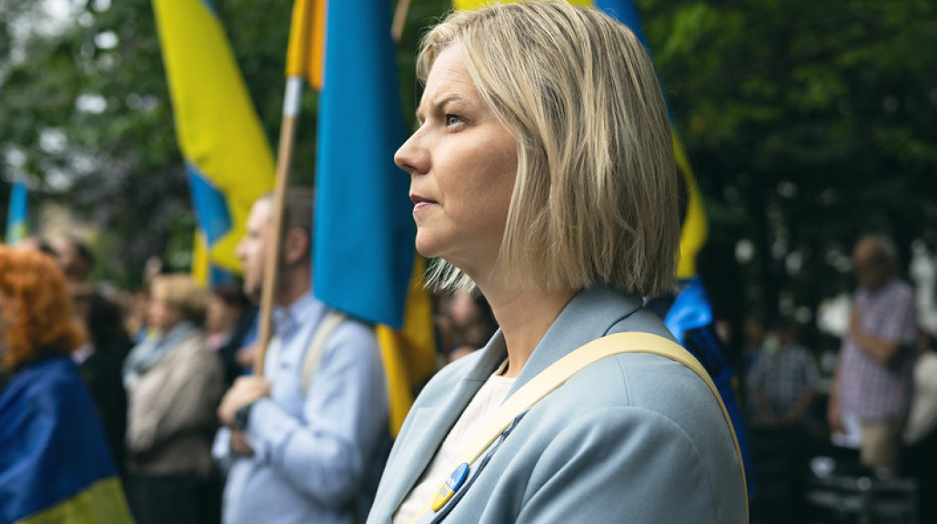 Guri Melby under markering av Ukrainas Uavhengighetsdag