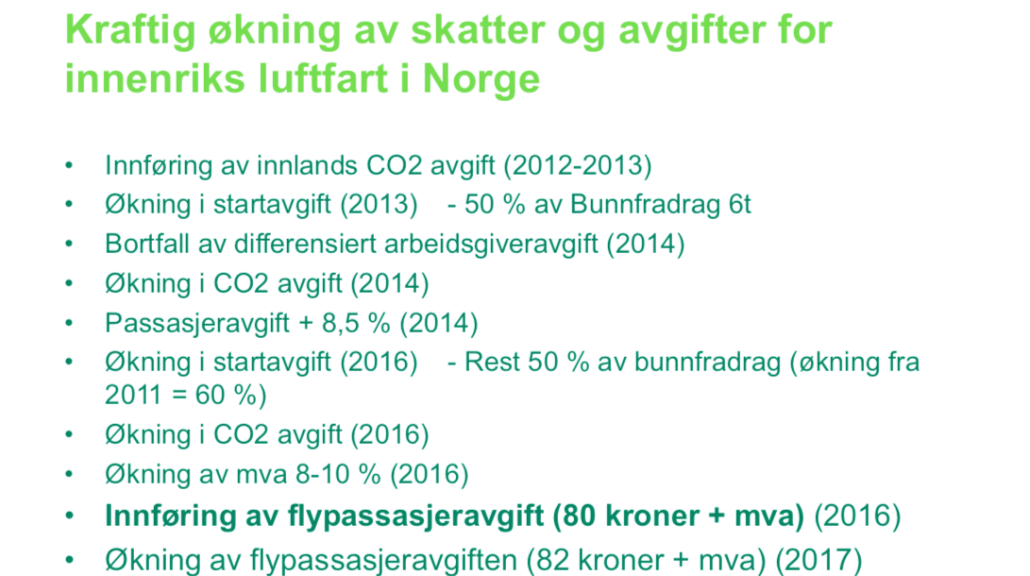 Oversikt over avgifter Widerøe