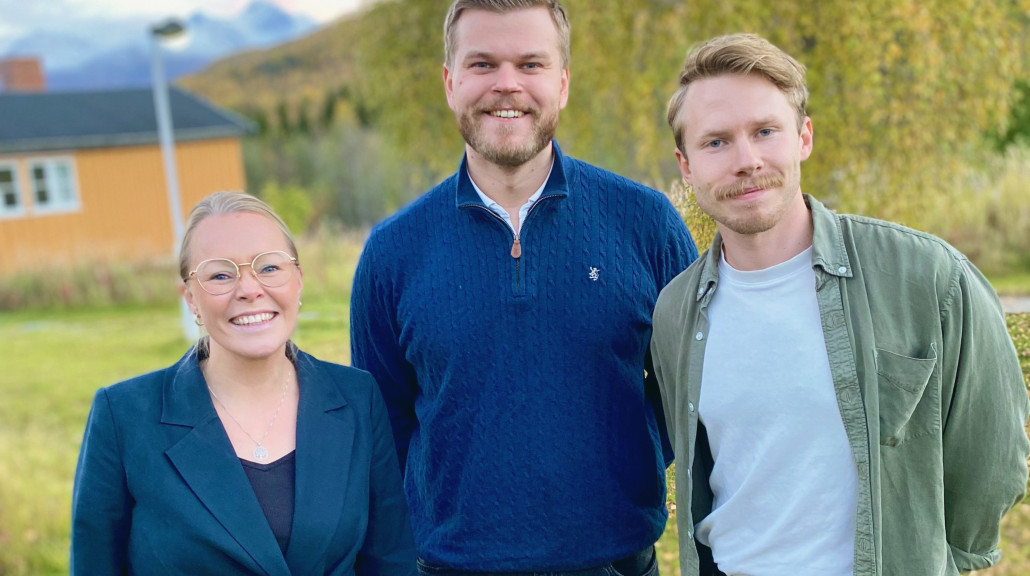 Venstres topp-tre i Troms: Ida Kristine Jakobsen (t.v), Even Aronsen (midten) og Mads Fagerborg Kvien (til høyre)