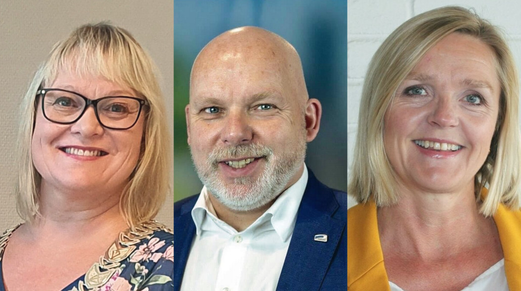 Lena Landsverk Sande (V), Anders Riise (H) og Randi W. Frisvoll (Krf)