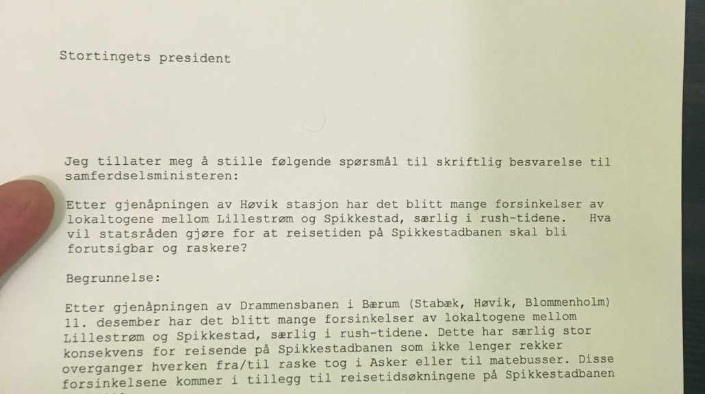 Spørsmål til samferdselseministeren om forsinkelser