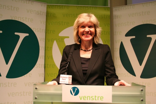 Borghild Tenden på talerstolen på Venstres Landsmøte 2008