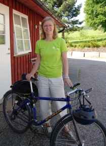 Ulla Nordgarden kom også på sykkel.