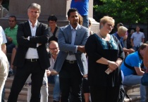 Ola Elvestuen, Trine Skei Grande og Abid Raija på valgkampåpningen