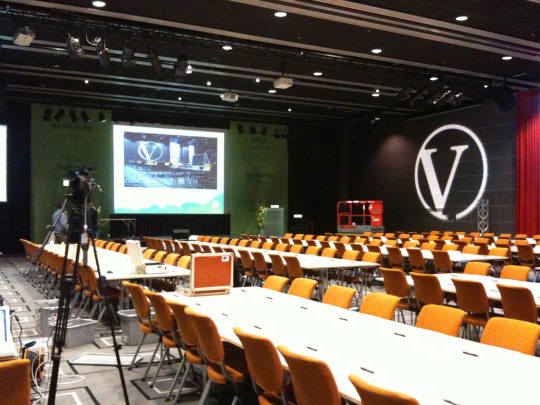  Klokken 09 00 er Venstres landsmøtesal tom, men fylles om bare noen timer. 