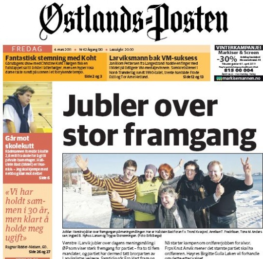  Østlands-Postens forside 040311