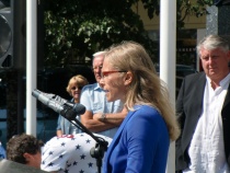 Ordførerkandidat Birgitte Gulla Løken (H) og redaktør i ØP Terje Svendsen